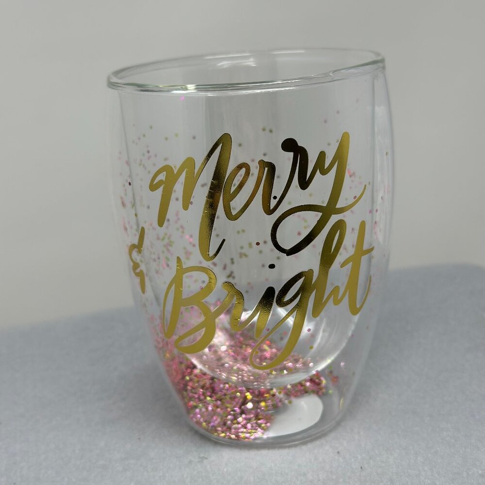 “Merry & Bright” Double-Wall Stemless Glass – 10 oz Slant Collections